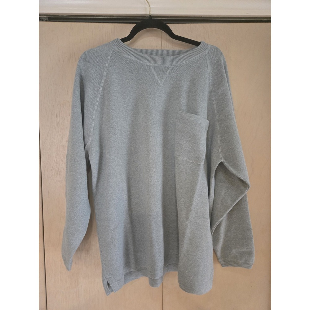 Vintage Eddie Bauer Sweater Mens XL Made In Japan 100% Cotton Sage Green Pocket
